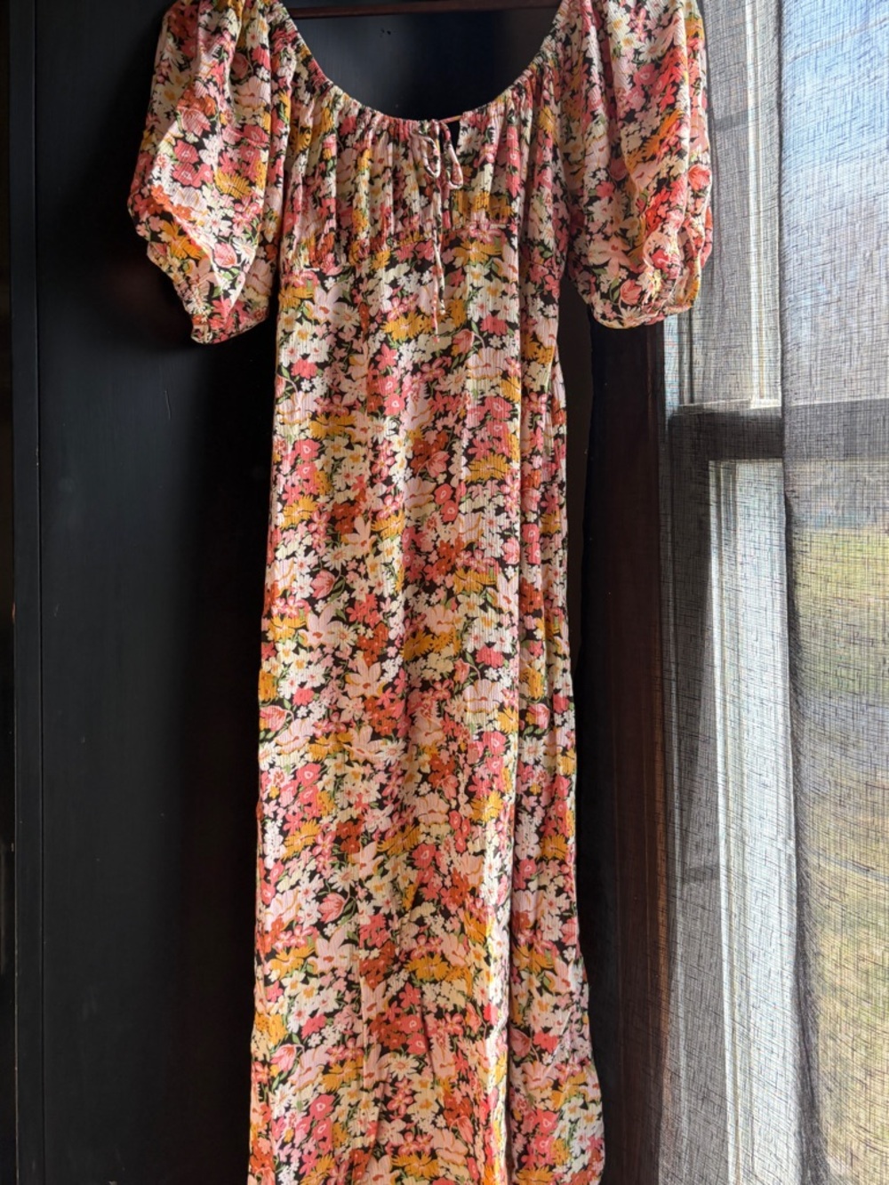 NWOT Billabong True Romance Puff Sleeve Spring Floral Midi Dress Size Medium